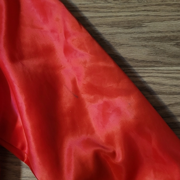 Bright Red Satin Varsity Jacket with Sporty Number Design - Picture 10 of 12